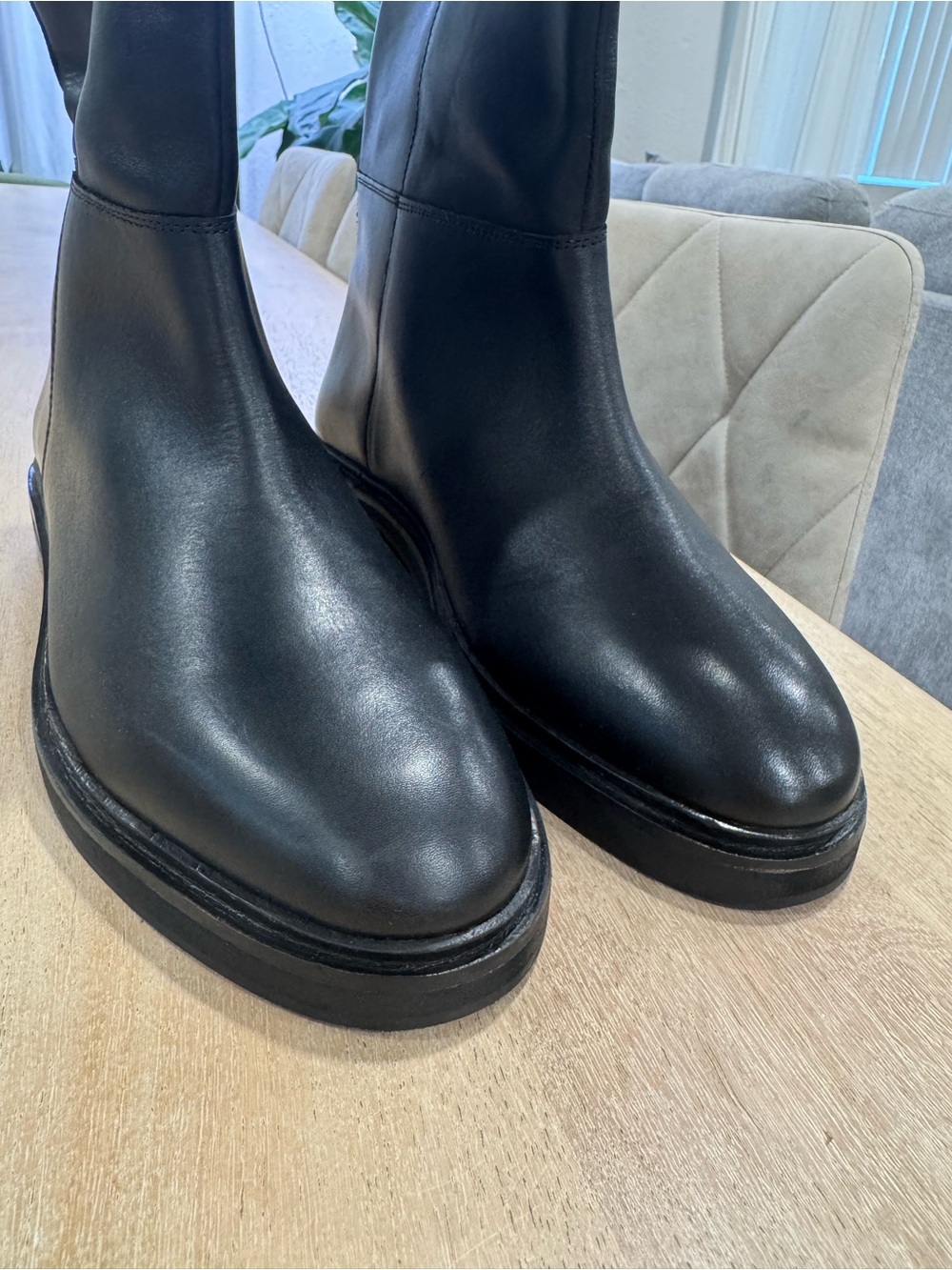 ASOS Black pull on Leather Riding Boots - Picture 4 of 8